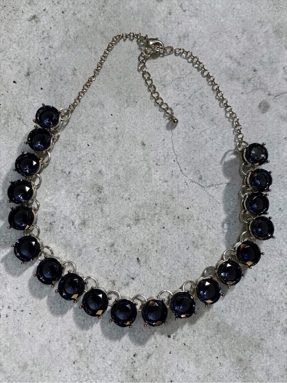 Silver-Tone Navy Blue Crystal Collar Necklace